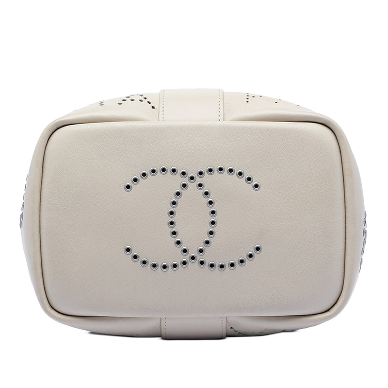 Small Perforated Calfskin Logo Eyelet Bucket Bag - Image 3