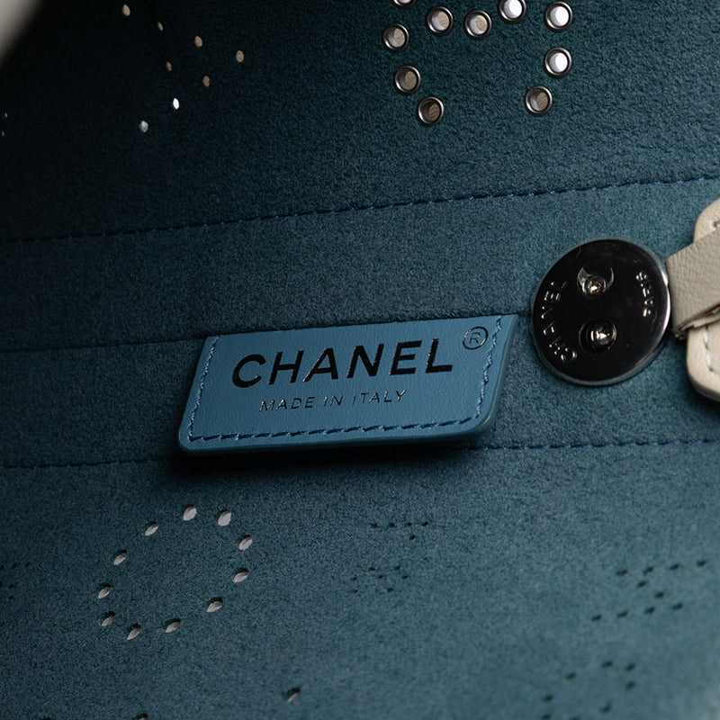 Small Perforated Calfskin Logo Eyelet Bucket Bag - Image 5