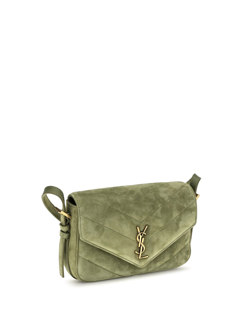 Saint Laurent Loulou Shoulder Bag — Green Suede