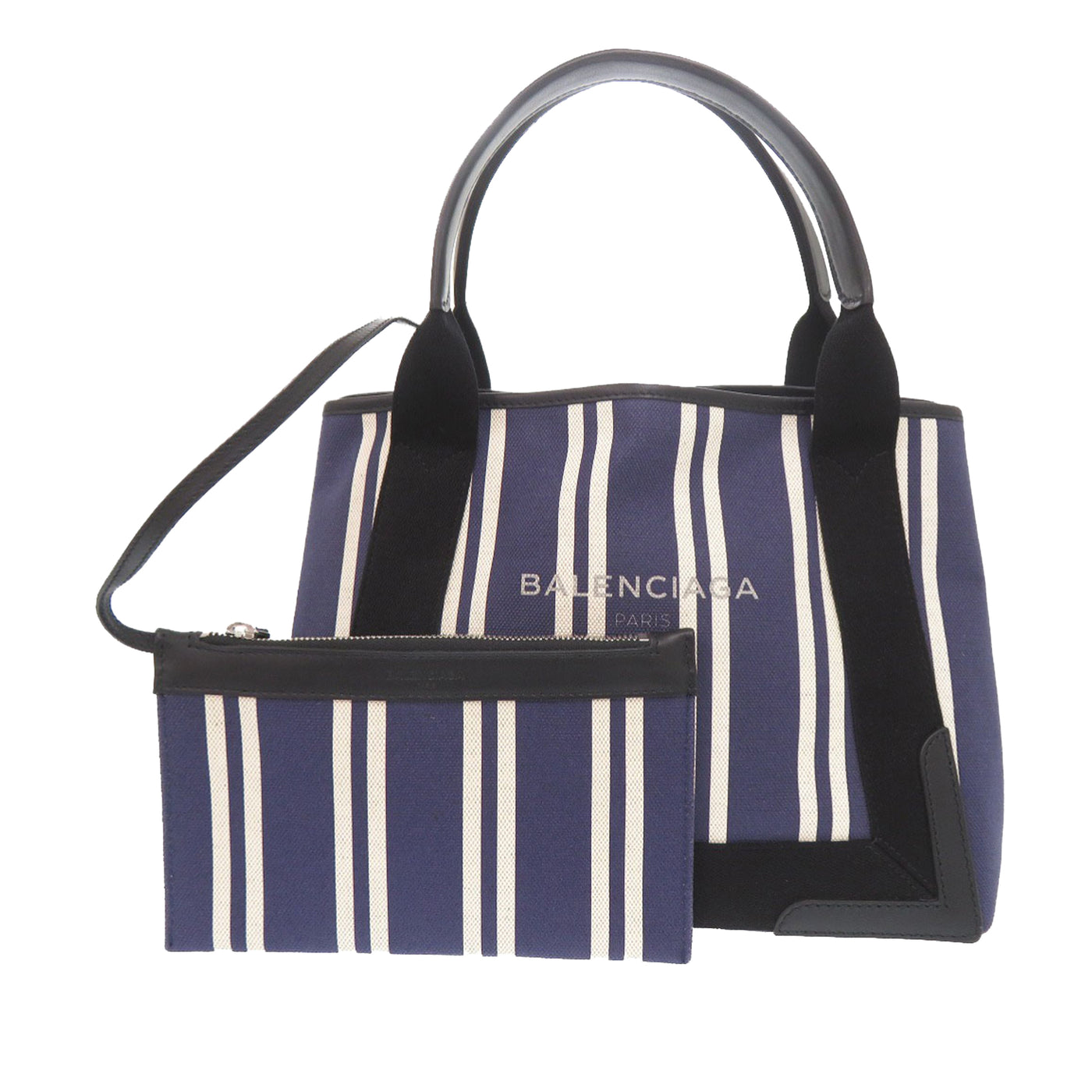 Canvas Striped Navy Cabas S - Image 1