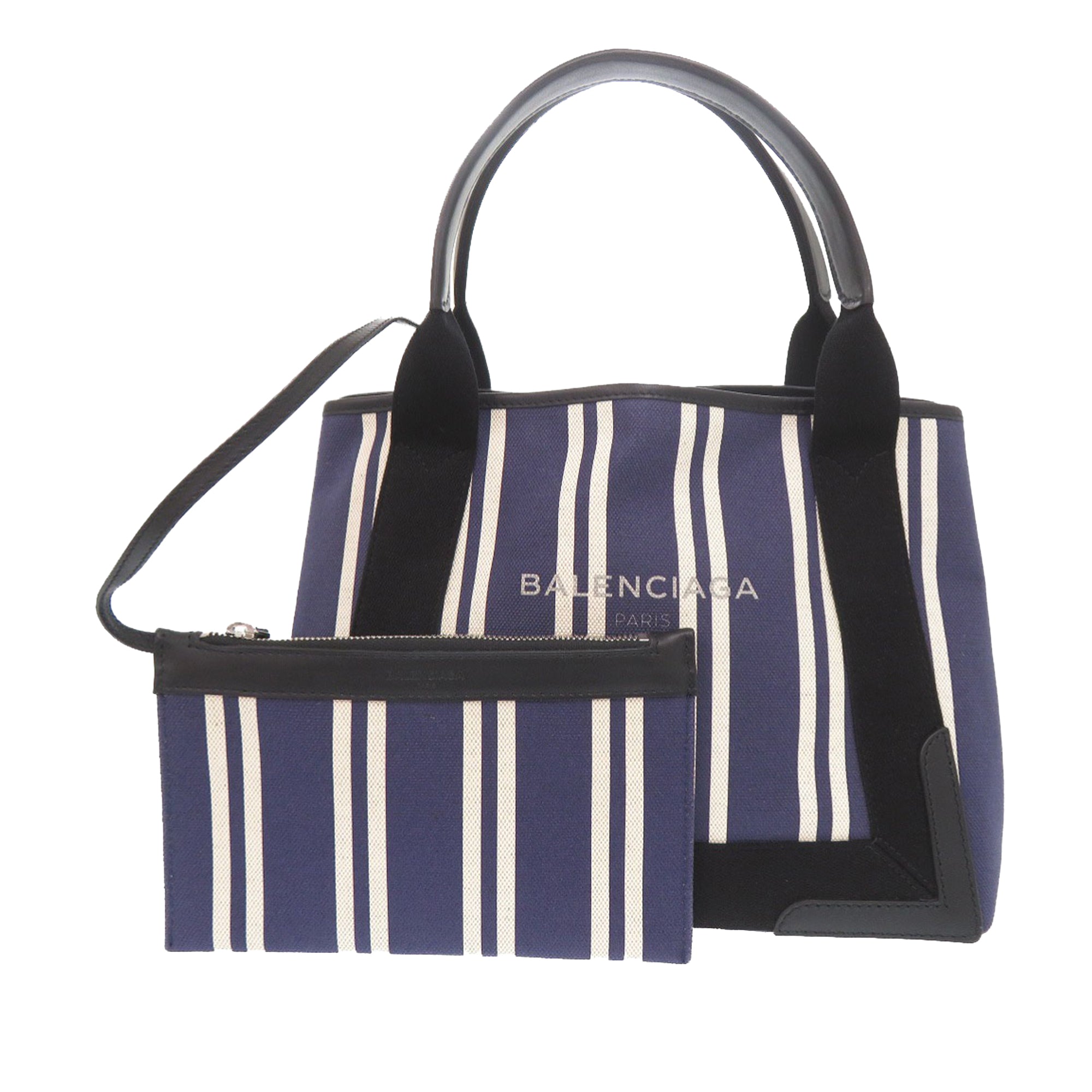 Canvas Striped Navy Cabas S - Image 1