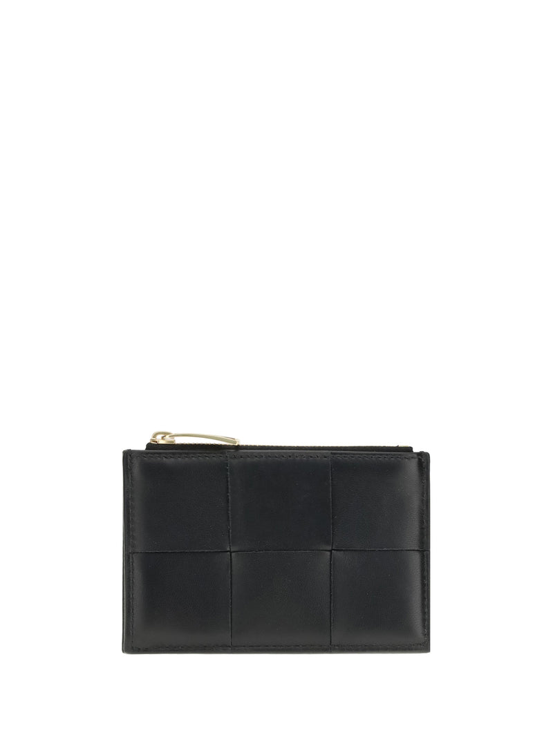 Bottega Veneta Intrecciato Lambskin Card Case — Black Wallets & Purses