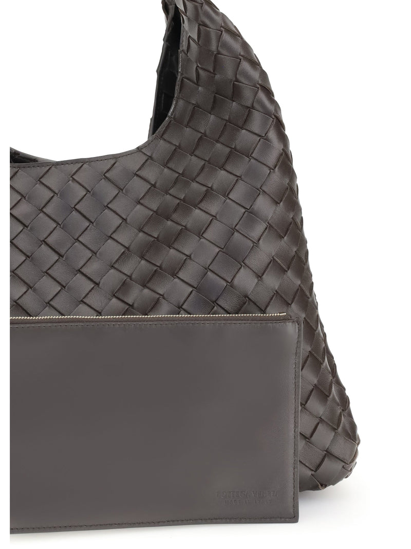 Bottega Veneta Campana Shoulder Bag — Gray Lambskin