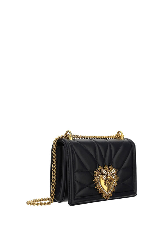 Dolce & Gabbana Devotion Shoulder Bag — Black Lamb Ovis Aries
