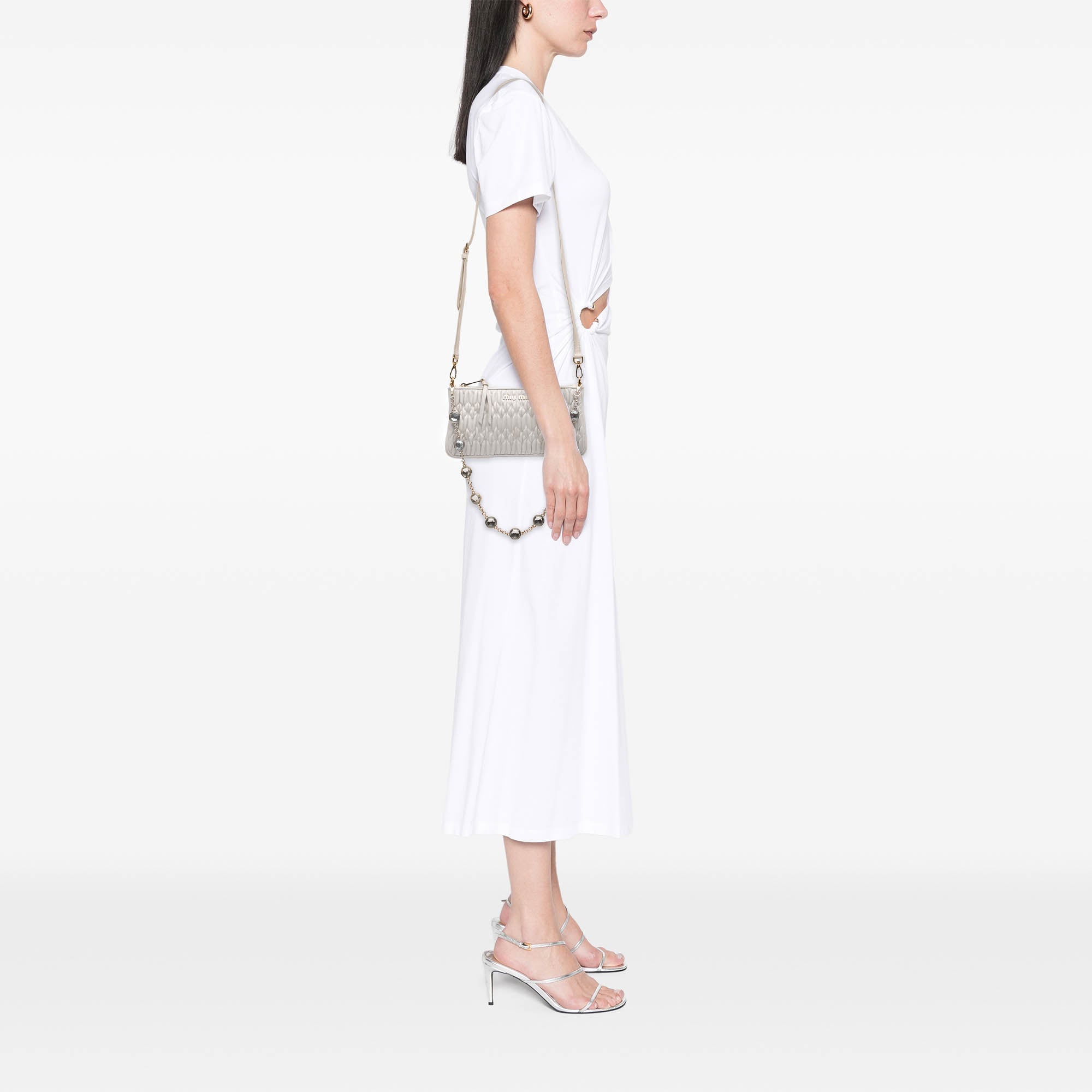 Matelasse Nappa Crystal Chain Satchel - Image 6