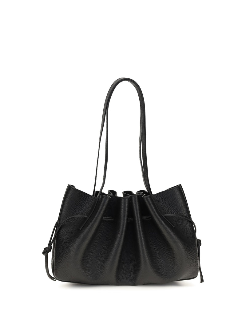 Yuzefi Scallop Shoulder Bag — Black Calf Leather