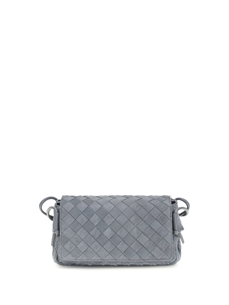 Bottega Veneta Notturno Shoulder Bag — Gray Calf Leather