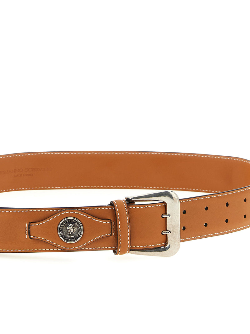Ermanno Scervino Logo-Embellished Leather Belt — Tan