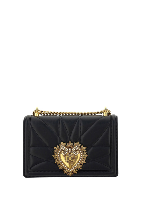 Dolce & Gabbana Devotion Shoulder Bag — Black Lamb Ovis Aries