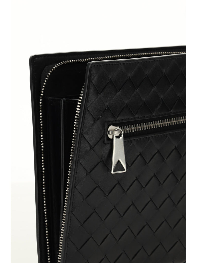Bottega Veneta Intrecciato Weave Leather Wallet — Black