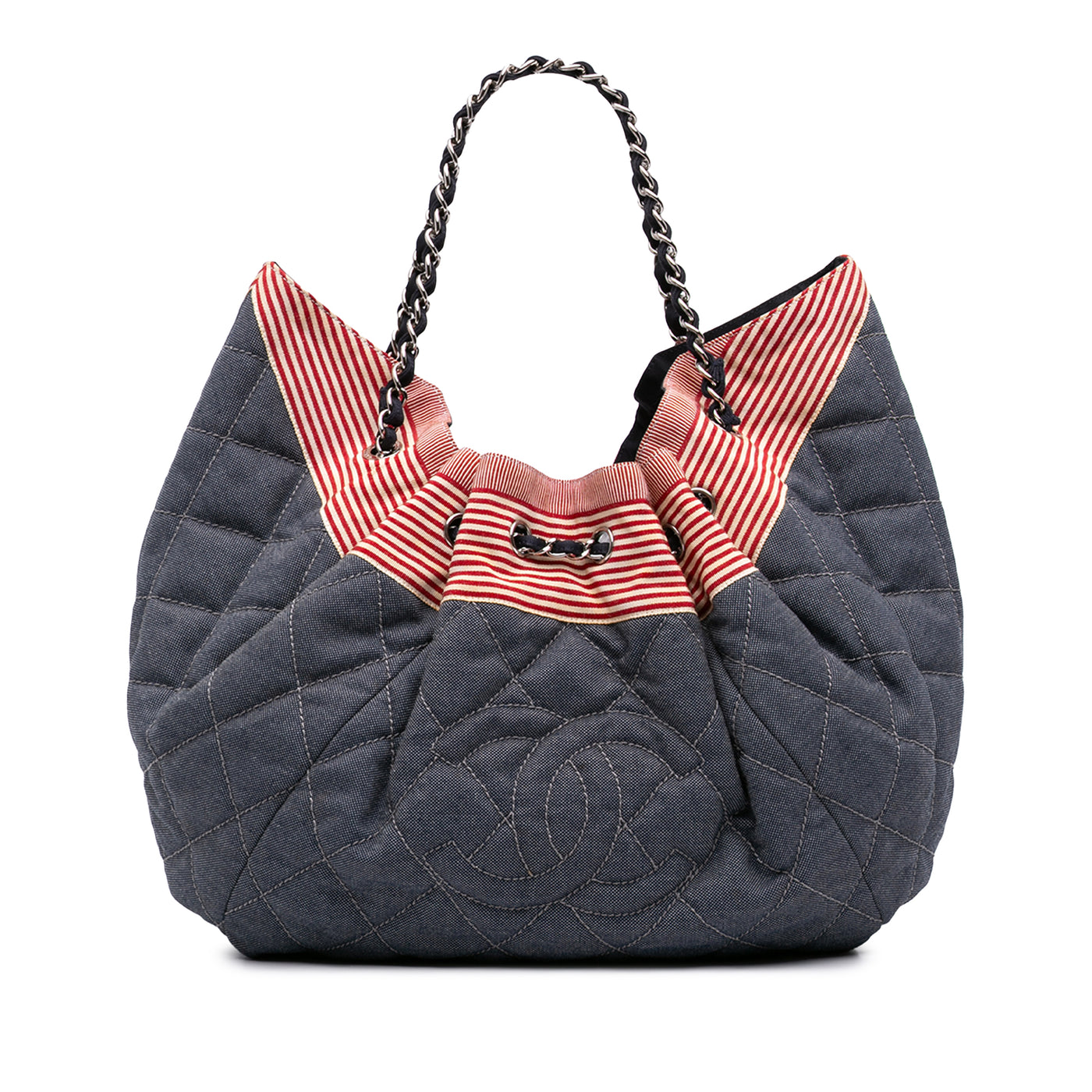 Large Quilted Denim Stretch Spirit Cabas Tote - Image 1