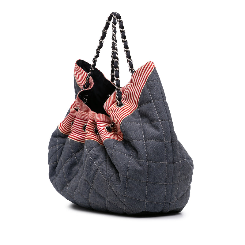 Large Quilted Denim Stretch Spirit Cabas Tote - Image 2
