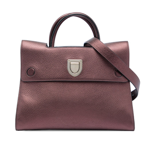 Medium Metallic Grained Calfskin Diorever Satchel - Image 1