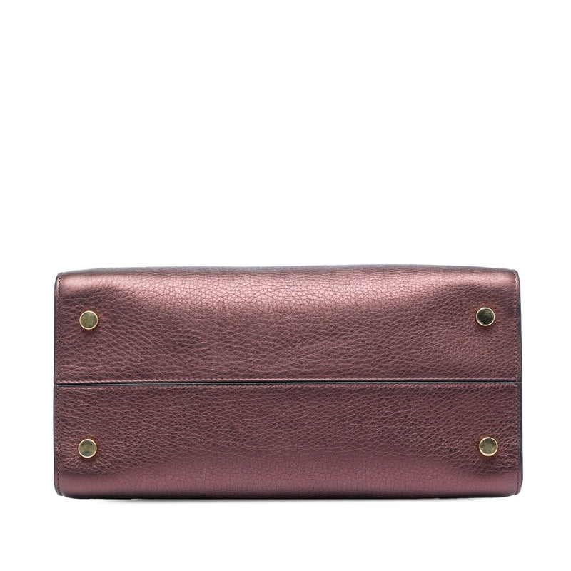 Medium Metallic Grained Calfskin Diorever Satchel - Image 3