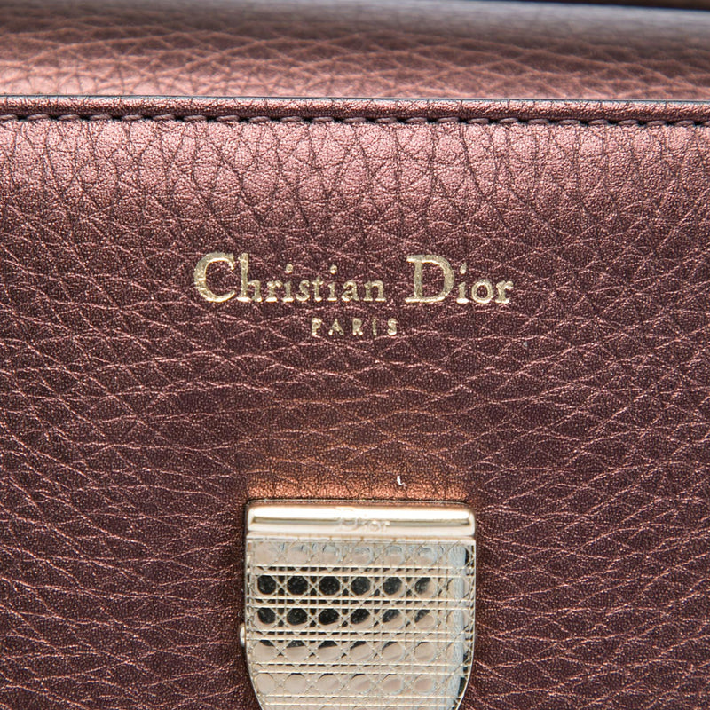 Medium Metallic Grained Calfskin Diorever Satchel - Image 5