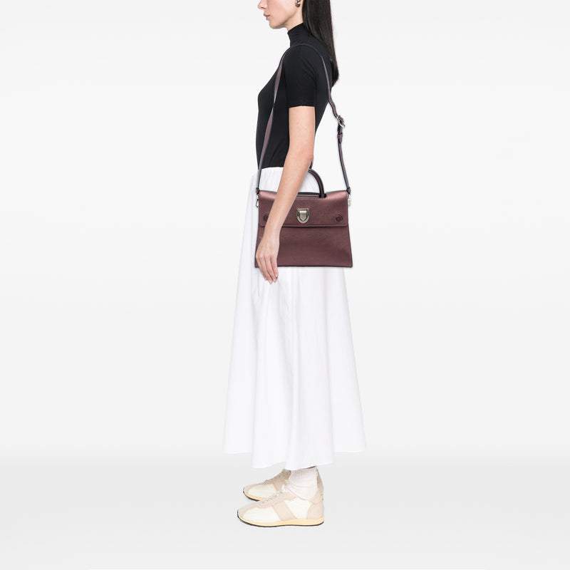 Medium Metallic Grained Calfskin Diorever Satchel - Image 7