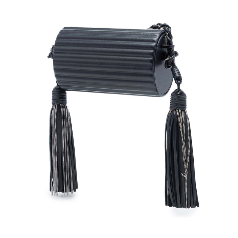 Ribbed Acrylic Lambskin Fringe Monogram Monochrome Opium Box Bag - Image 2