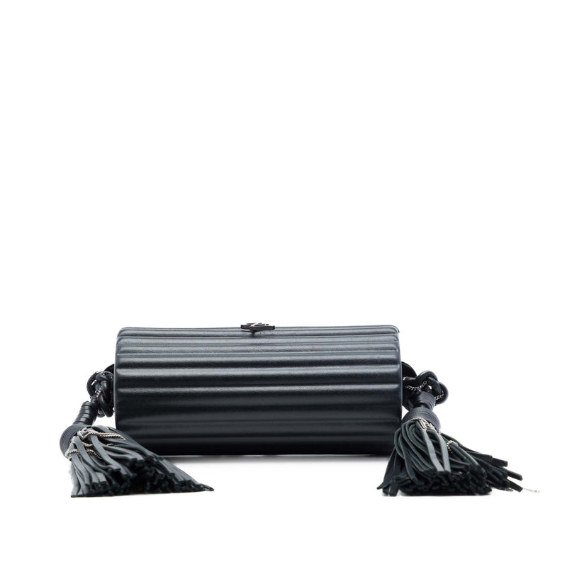 Ribbed Acrylic Lambskin Fringe Monogram Monochrome Opium Box Bag - Image 3