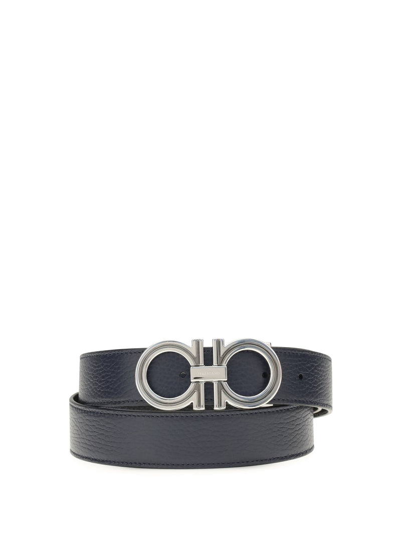Ferragamo Reversible Leather Belt — Navy Calf