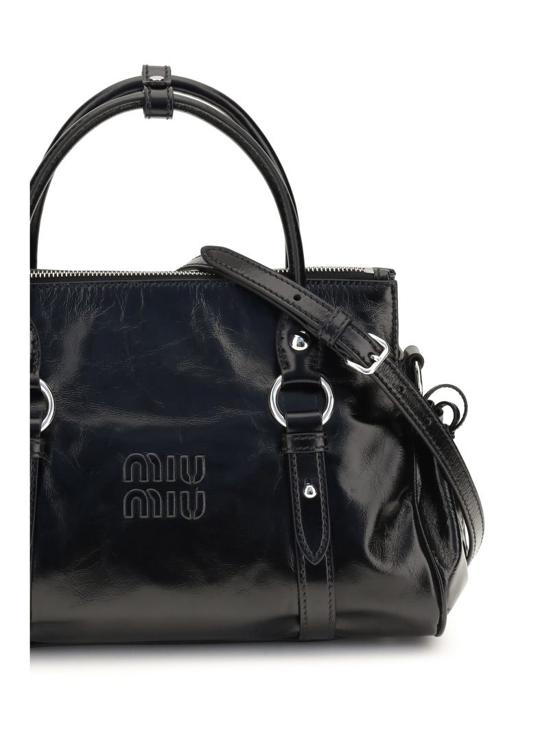 Miu Miu Calf Leather Shoulder Bag — Black