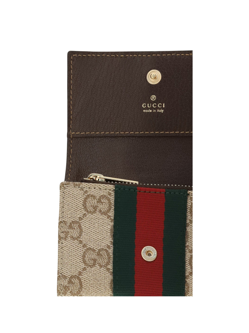 Gucci Gg Fabric Web Stripe Wallet — Brown & Purses