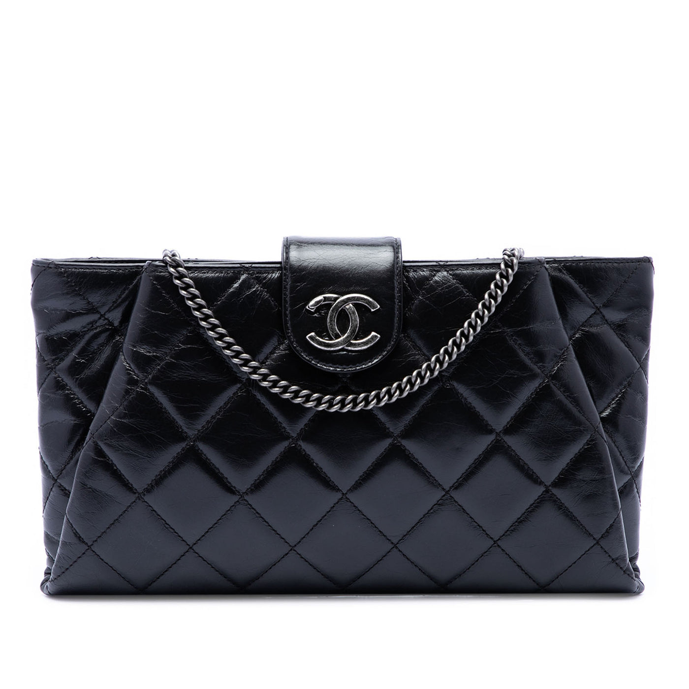Quilted Glazed Calfskin Coco Pleats Chain Clutch - Image 1