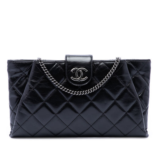 Quilted Glazed Calfskin Coco Pleats Chain Clutch - Image 1