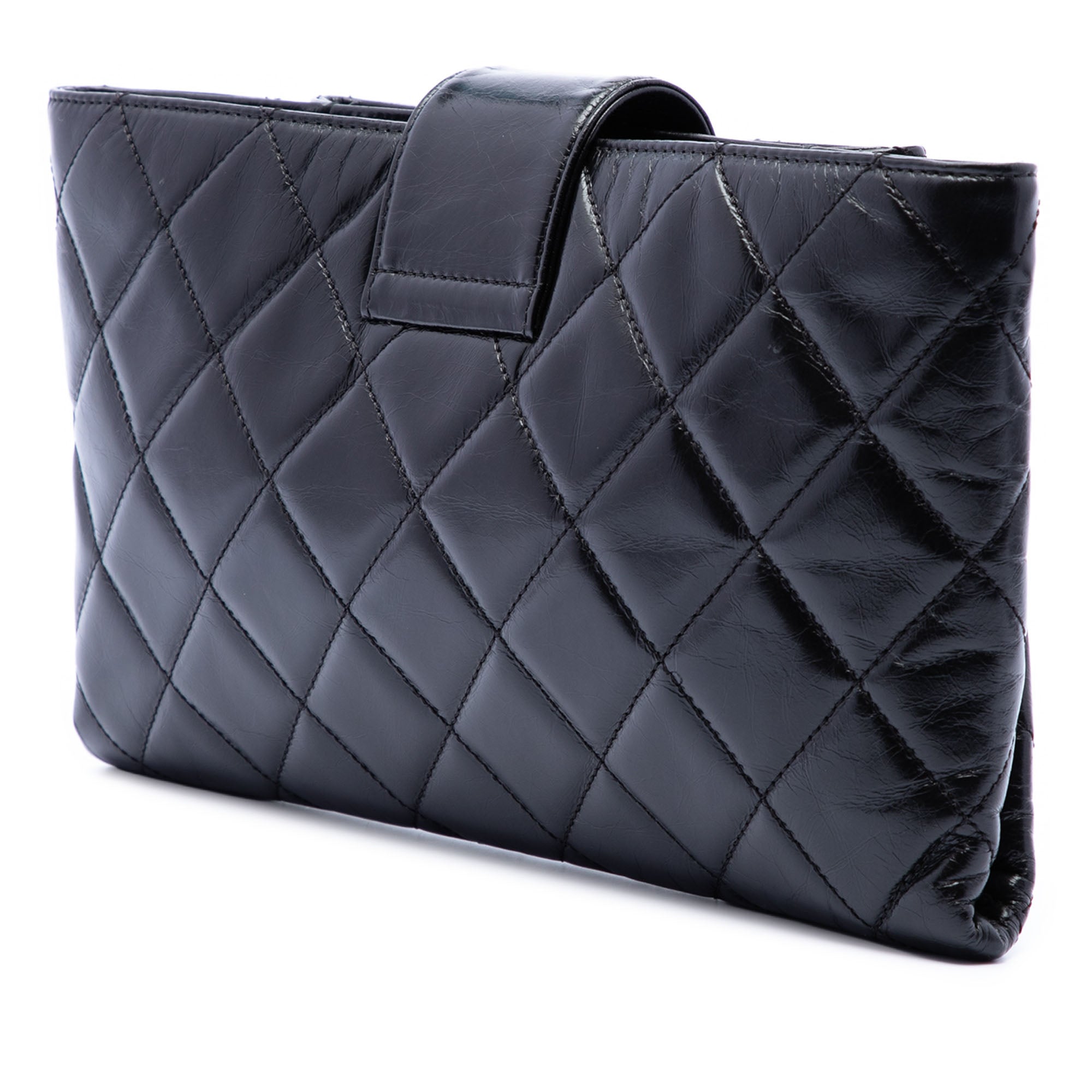 Quilted Glazed Calfskin Coco Pleats Chain Clutch - Image 2