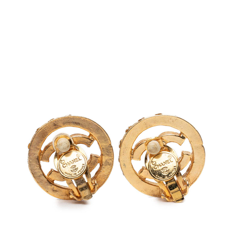 CC Gold Plated Strass Round Clip On Earrings - Image 2