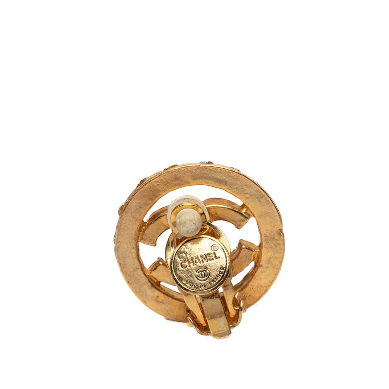 CC Gold Plated Strass Round Clip On Earrings - Image 3