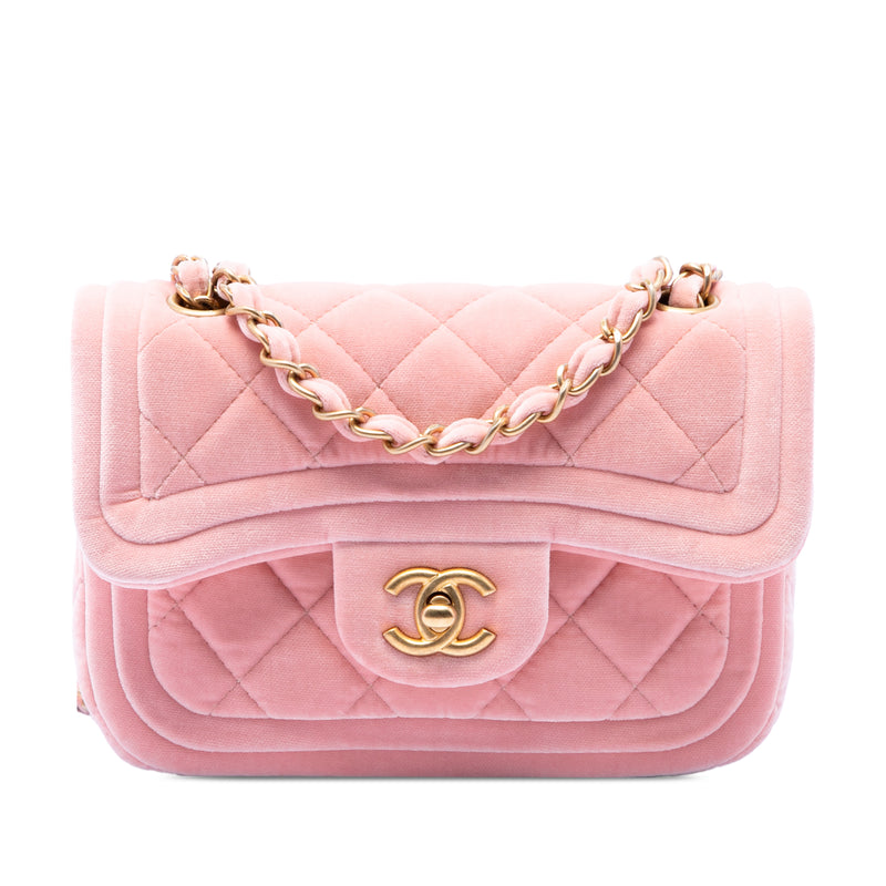 Mini Quilted Velvet Double Frame Flap