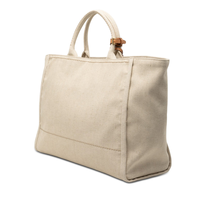 Large Linen and Vitello Logo Tote - Image 2