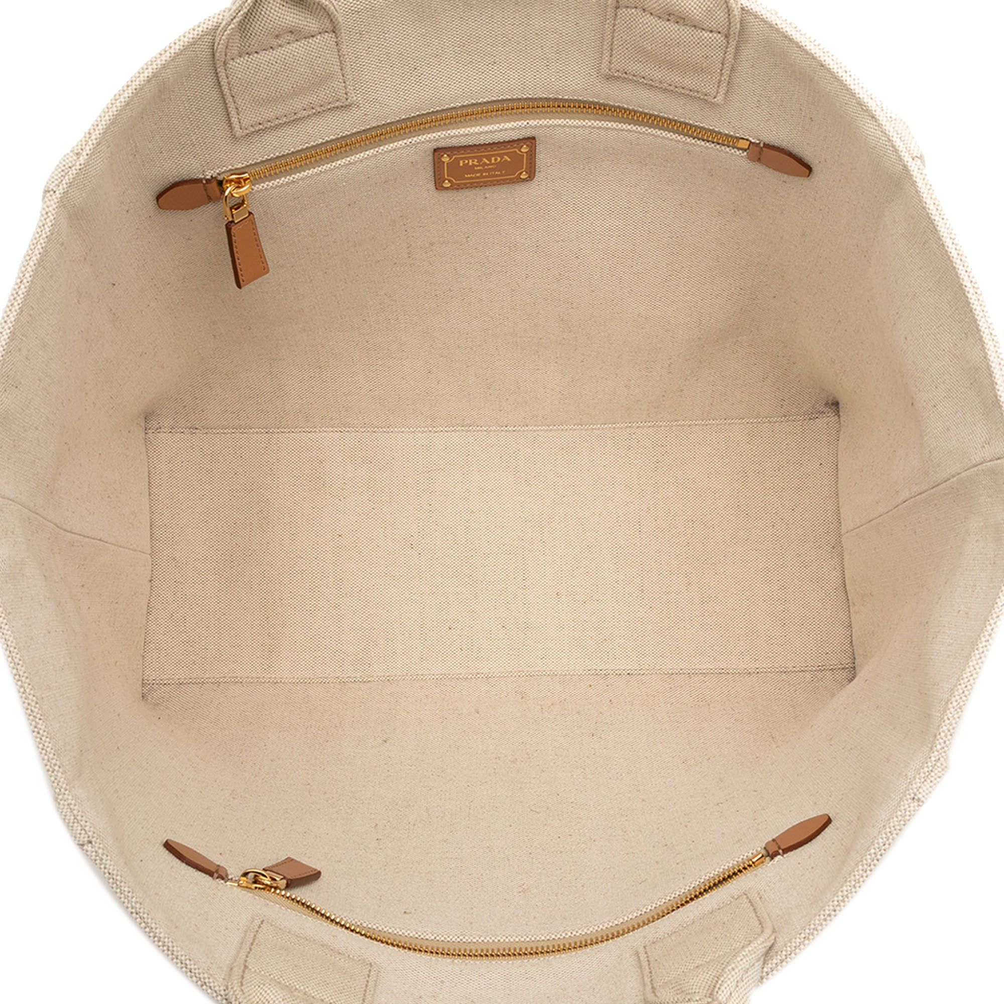 Large Linen and Vitello Logo Tote - Image 4