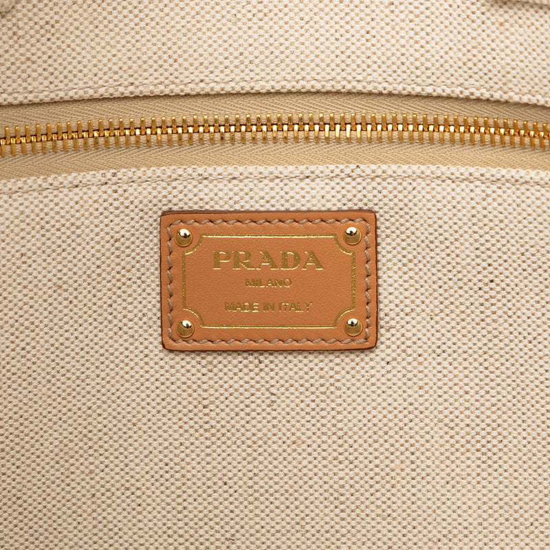 Large Linen and Vitello Logo Tote - Image 5