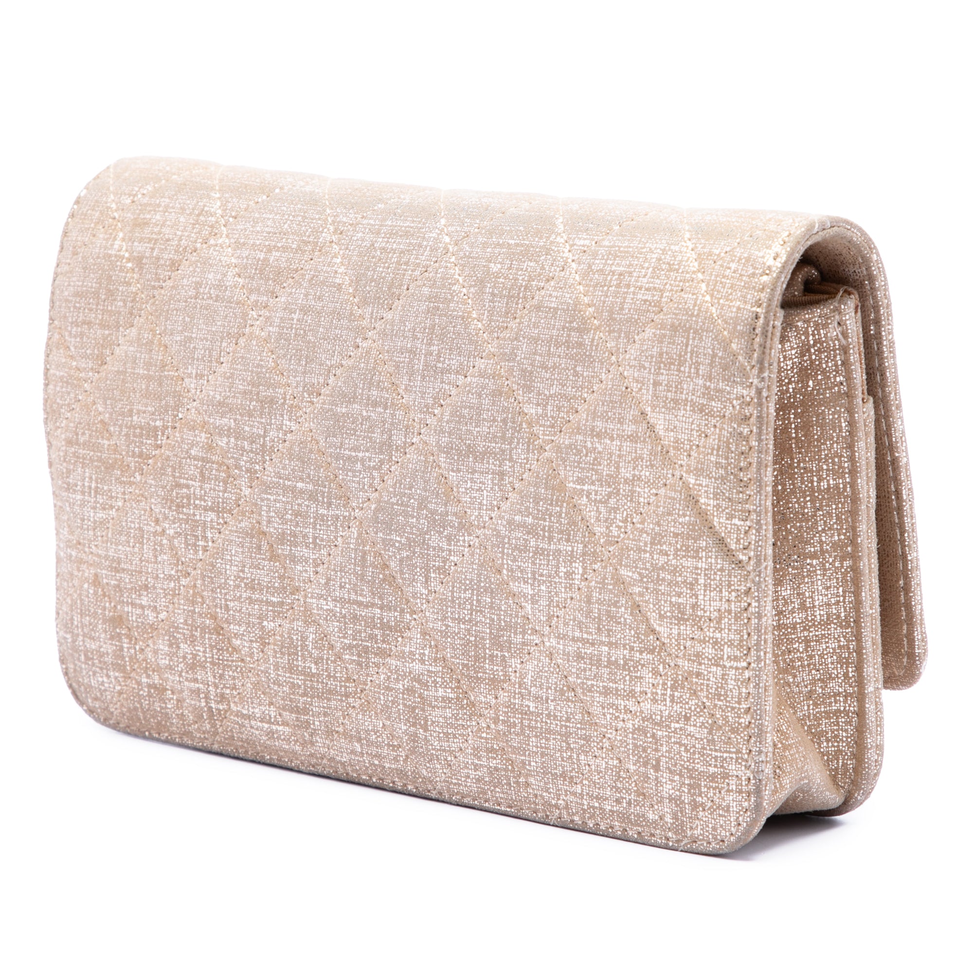 CC Quilted Metallic Fabric Wallet On Chain - Image 2