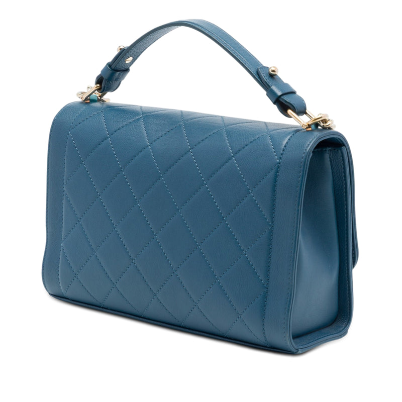 Medium Quilted Grained Calfskin Label Click Top Handle Flap - Image 2