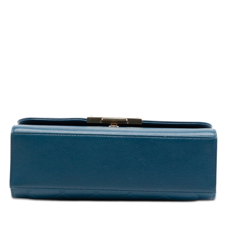 Medium Quilted Grained Calfskin Label Click Top Handle Flap - Image 3