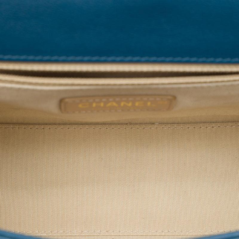 Medium Quilted Grained Calfskin Label Click Top Handle Flap - Image 4