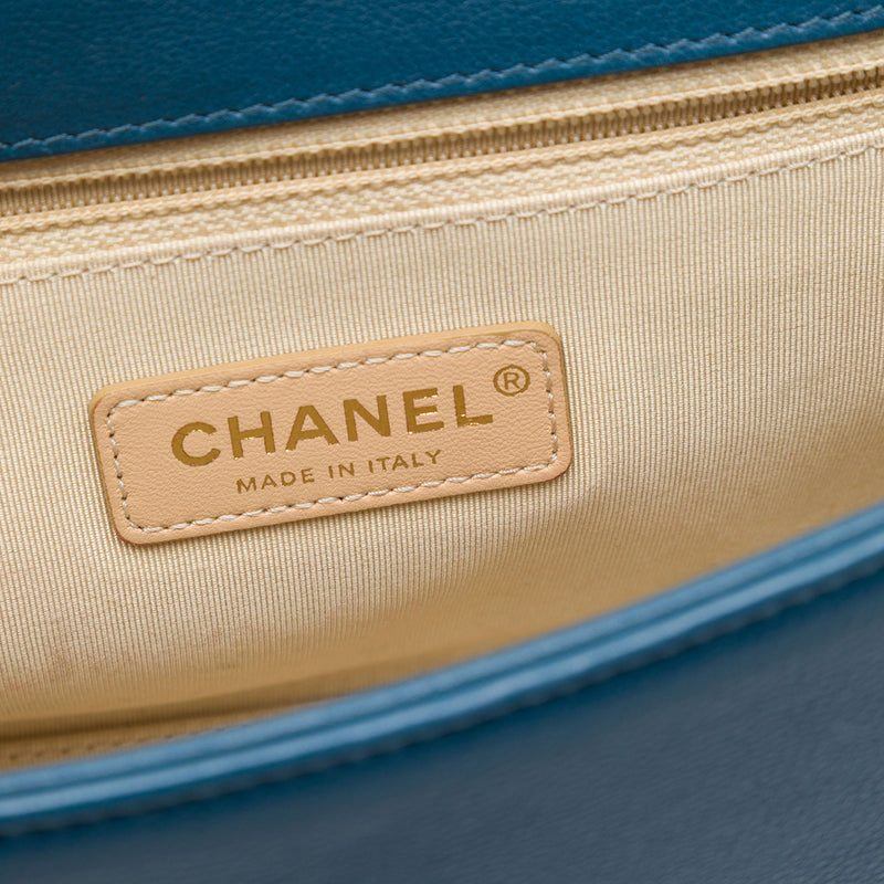 Medium Quilted Grained Calfskin Label Click Top Handle Flap - Image 5