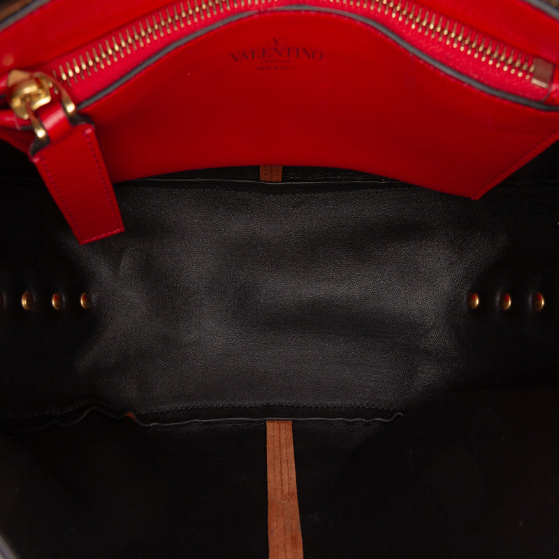 Suede and Calfskin Rockstud Halfmoon Crossbody - Image 4