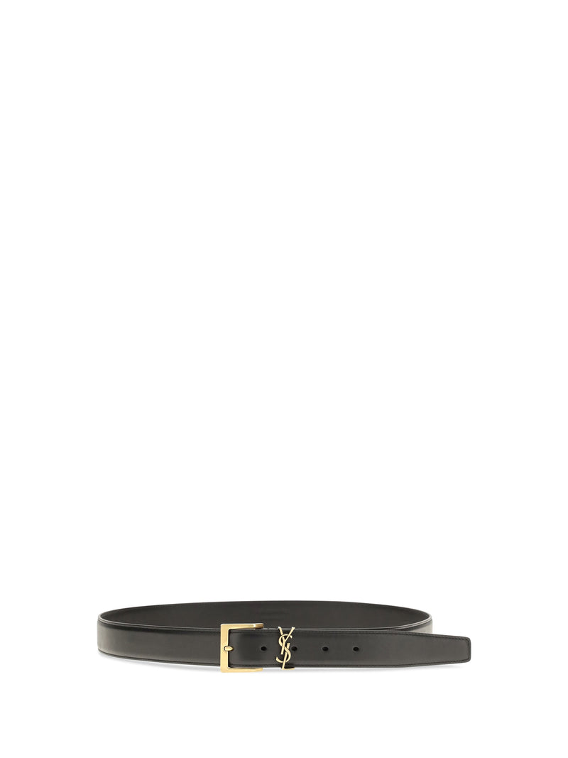 Saint Laurent Box Laque Belt — Black Nero Calf Leather Bos Taurus