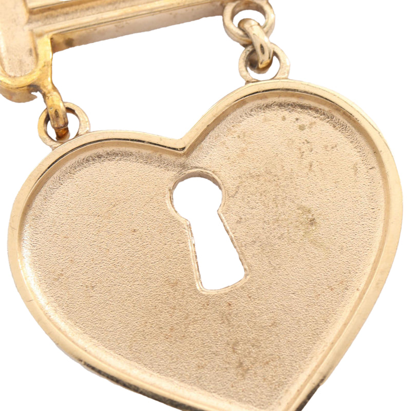 CC Gold Plated Strass Heart Lock and Key Brooch - Image 4