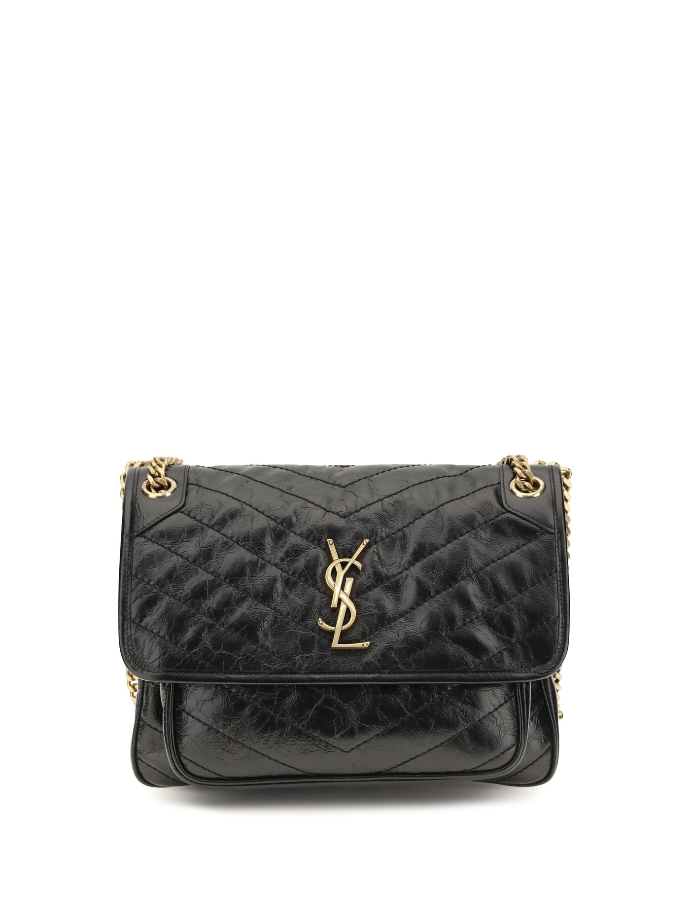 Saint Laurent Niki Shoulder Bag — Black Calf Leather Bos Taurus