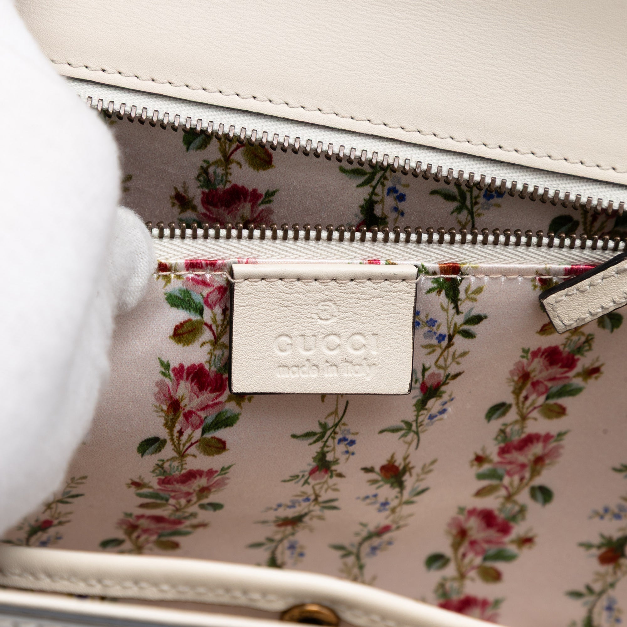 Calfskin Frame Print Bamboo Top Handle Bag - Image 5