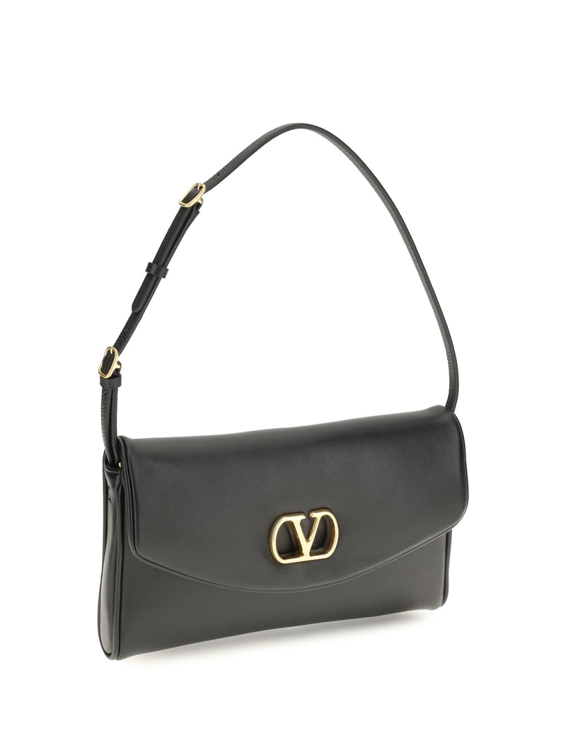 Valentino Garavani Devain Shoulder Bag — Black Calf Leather