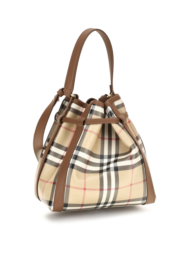 Burberry Check Bucket Bag — Beige Calf Leather Bos Taurus