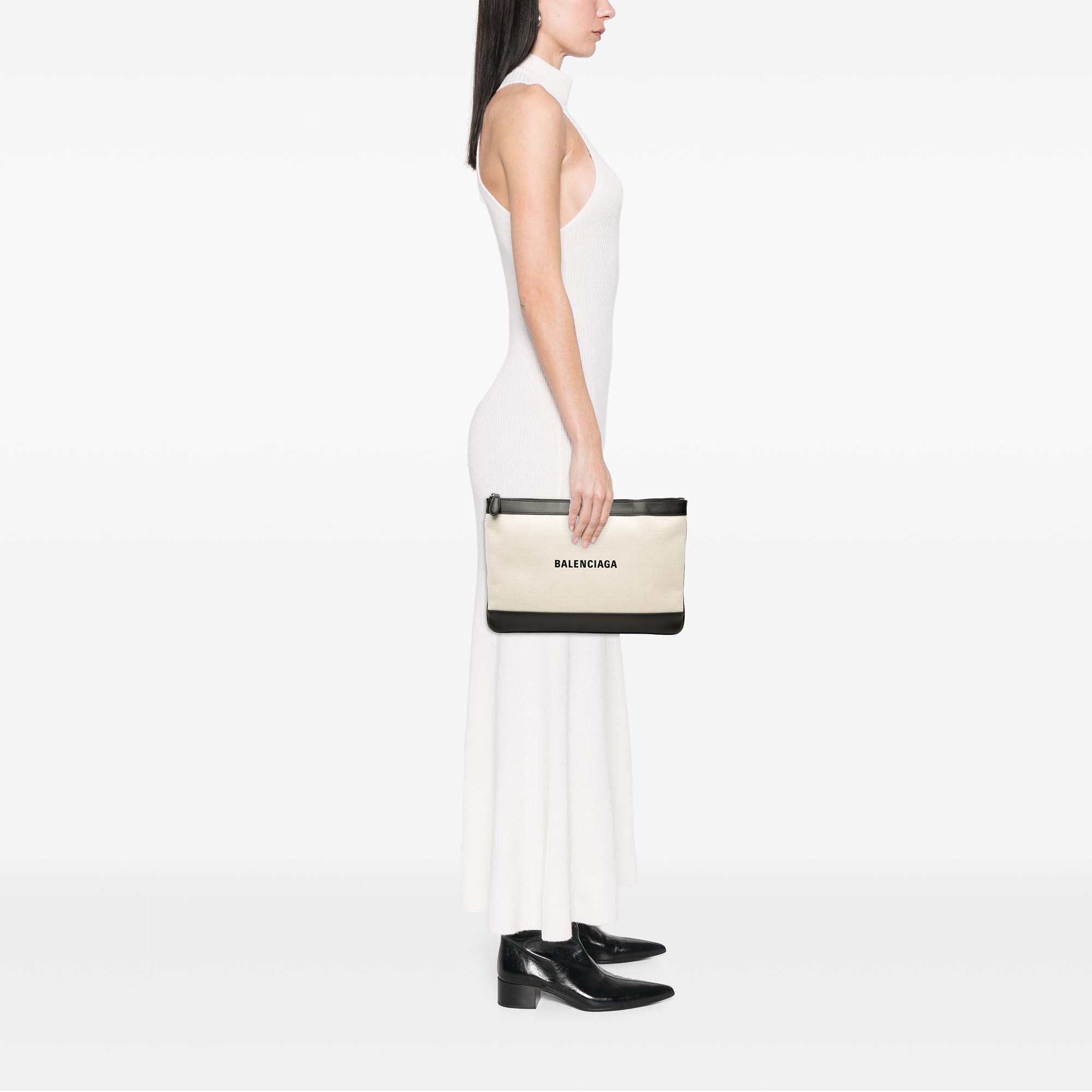 Canvas Navy Clip M Clutch - Image 7