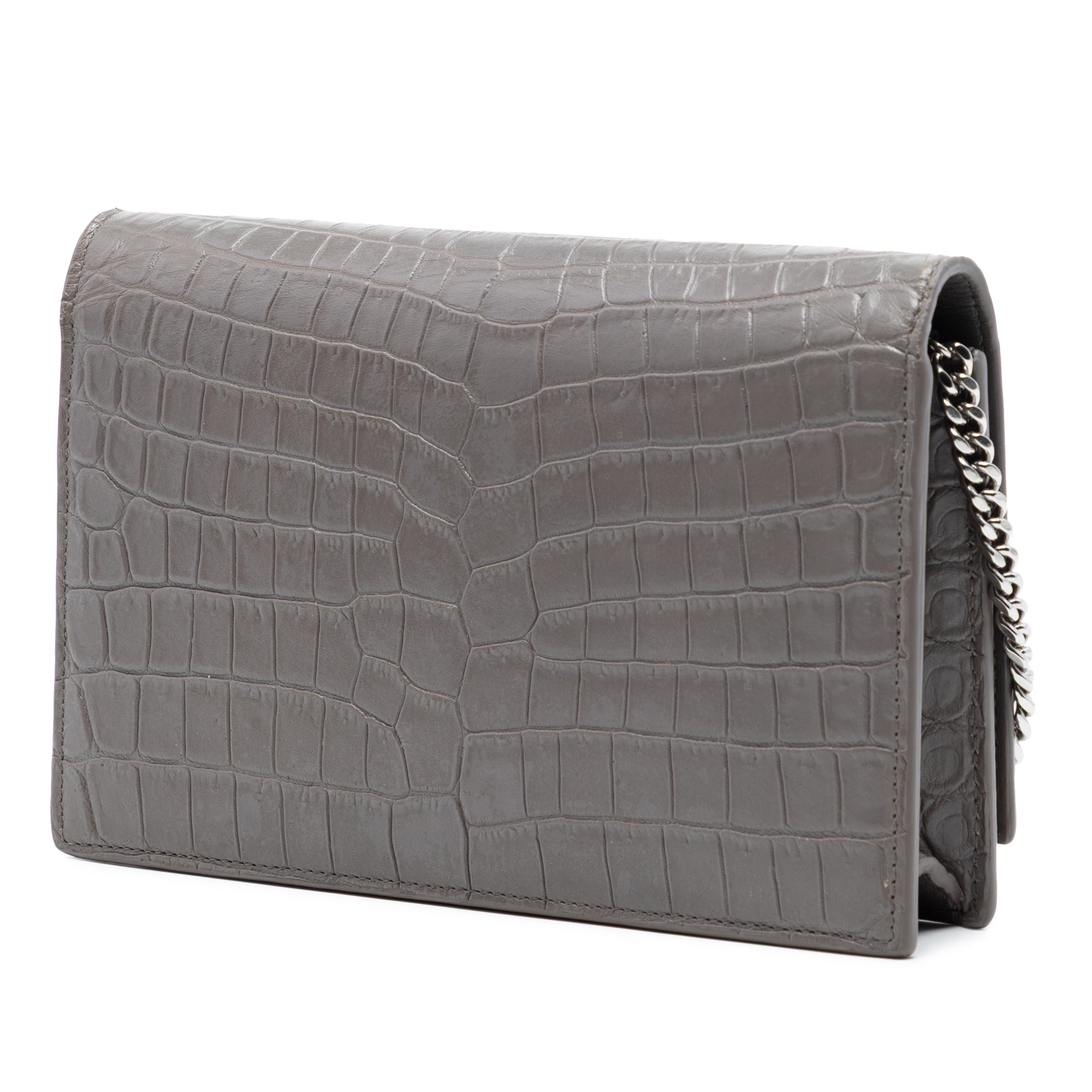 Croc Embossed Leather Monogram Kate Tassel Wallet on Chain - Image 2