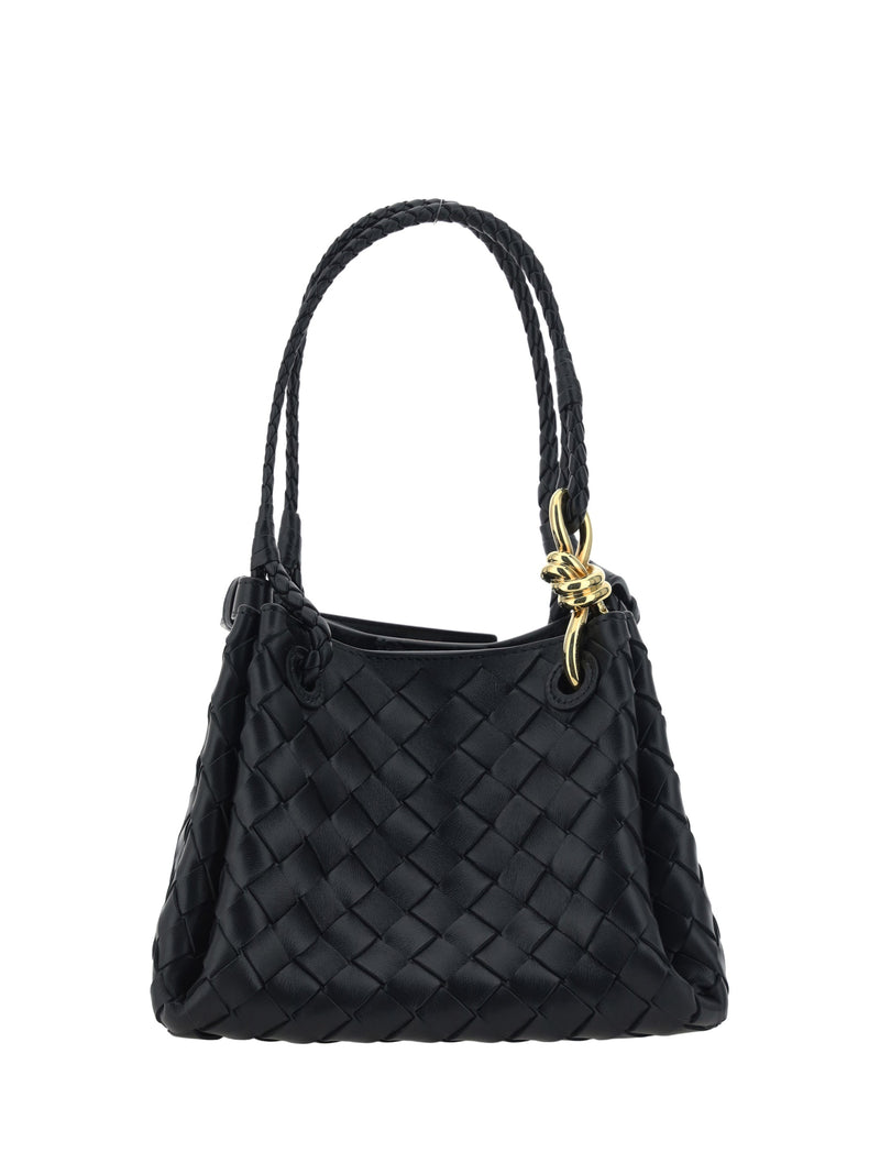 Bottega Veneta Parachute Shoulder Bag — Black Lambskin
