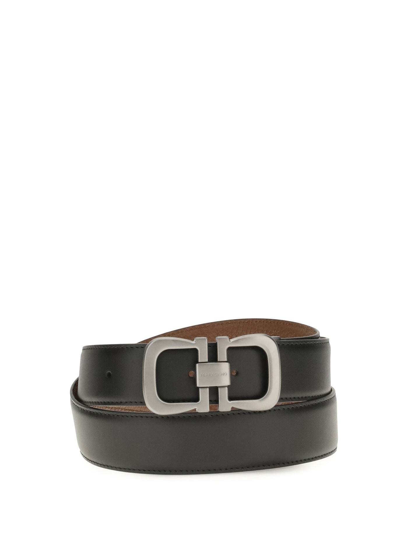 Ferragamo Reversible Calf Leather Belt — Black